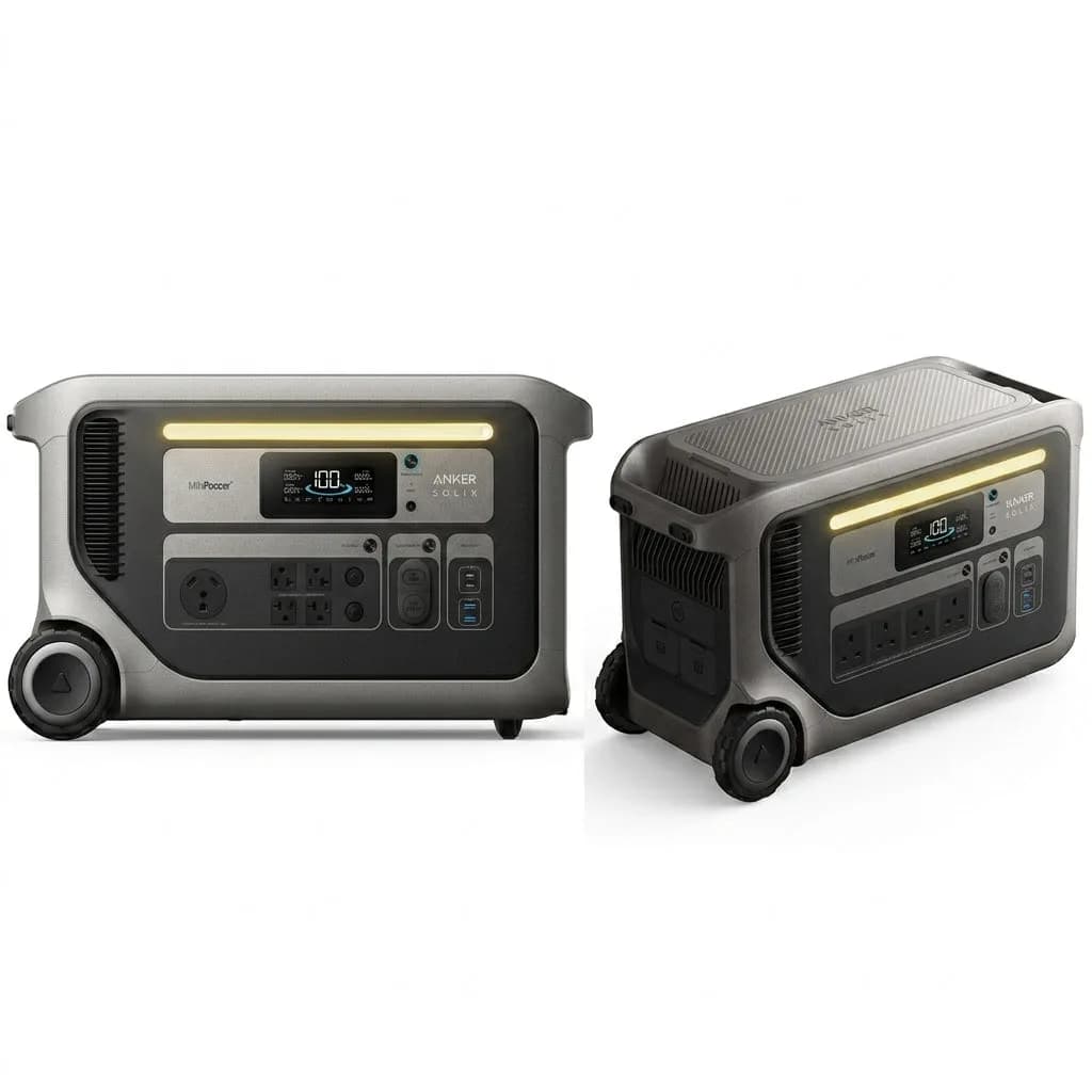 باندل محطتي طاقة محمولتين Anker SOLIX F3000 – عدد 2، سعة 3072Wh لكل جهاز، قدرة 3600W